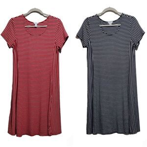 (Bundle) Intro. Jersey Knit Striped Dress 2 Pc Bundle Size Small